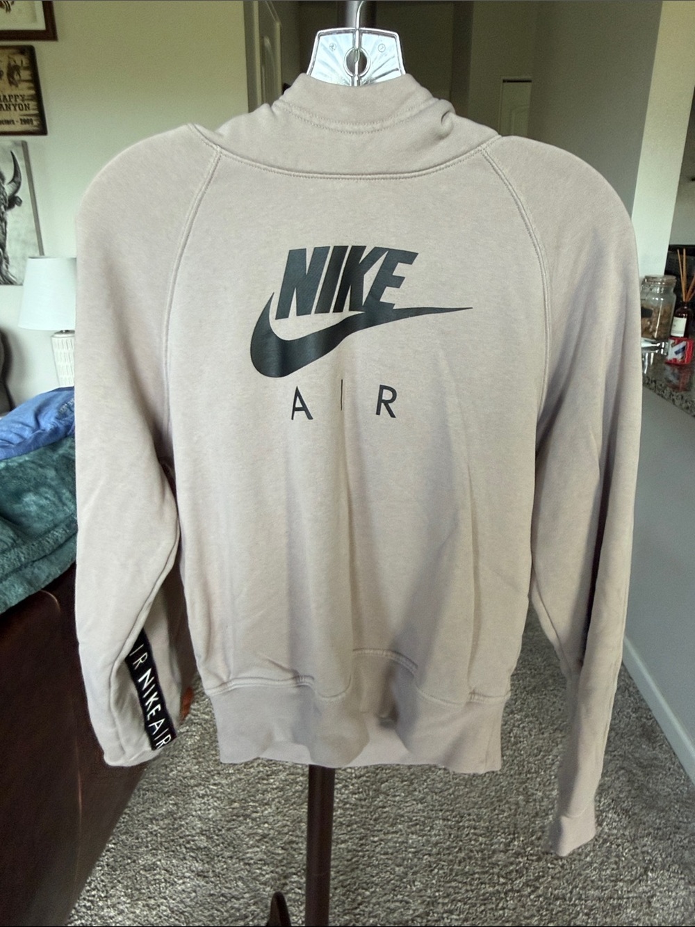 Nike Women’s Crewneck Sweatshirt in Light Tan with Black Logo
